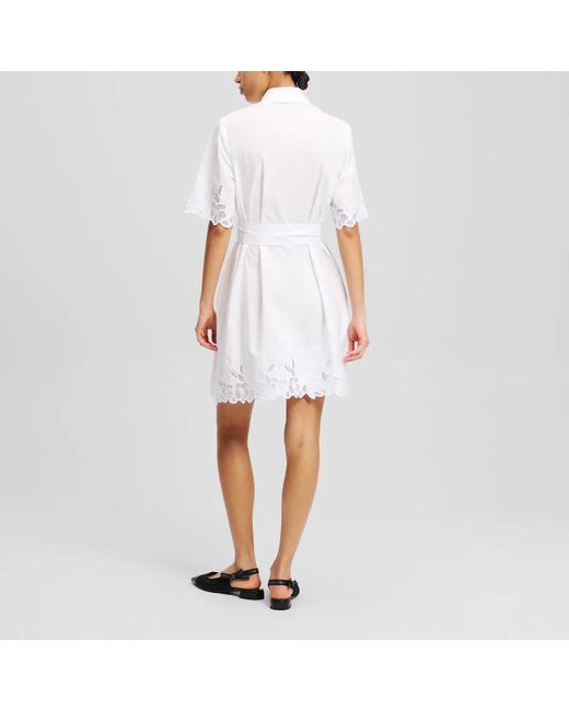 Karl Lagerfeld White Hemdkleid Mit Cut-Out-Stickerei