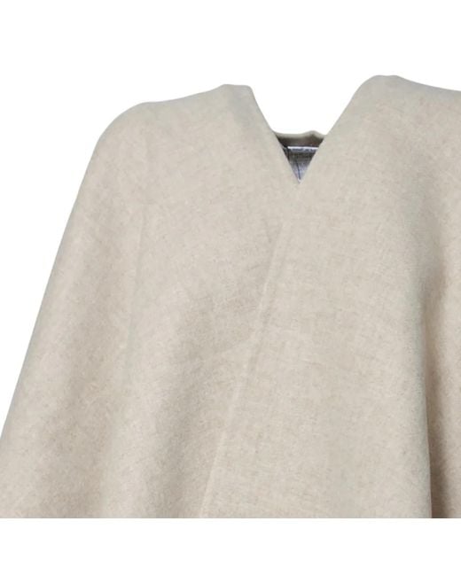 Max Mara Natural V-Neck Poncho With Flowing Silhouette