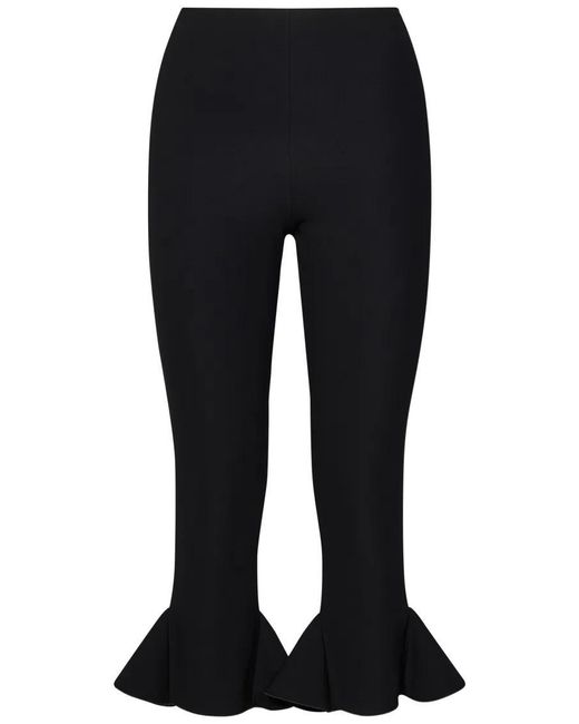 Nensi Dojaka Black Fitted Trousers With Ruffled Hem Detail