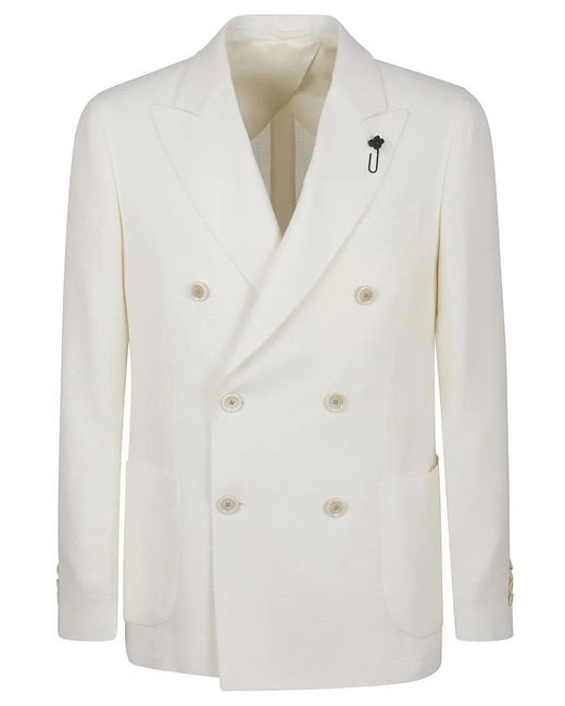 Lardini Tailored Double-Breasted Jacket in White für Herren