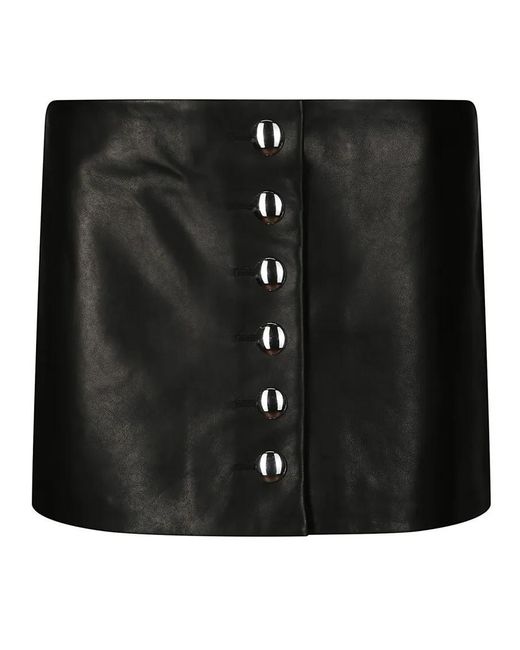 Khaite Black Fitted Leather Skirt With Front Button Closure