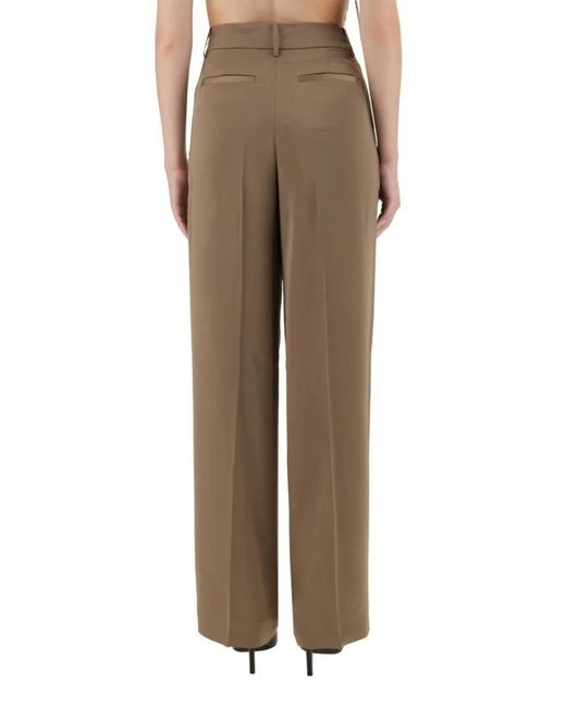 Michael Kors Natural High-Waisted Wide Leg Pants With Pleated Front