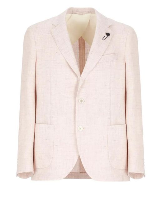 Lardini Linen And Virgin Wool Jacket in Pink für Herren