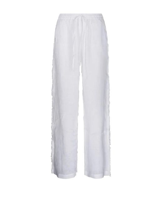 P.A.R.O.S.H. White Relaxed Fit Linen Pants