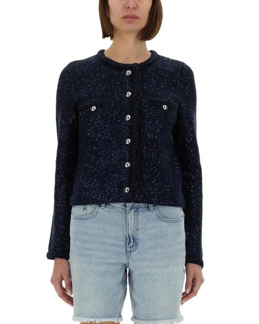 MICHAEL Michael Kors Blue Metallic Knit Jacket