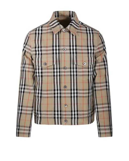 Burberry Tailored Cotton Jacket With Classic Plaid Pattern in Black für Herren