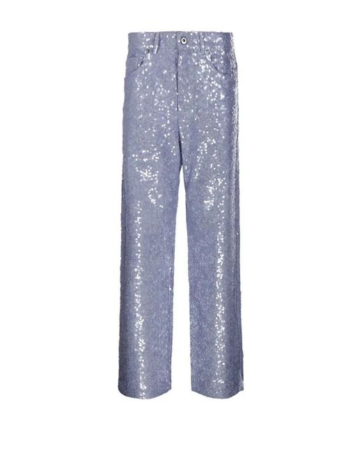 P.A.R.O.S.H. Blue Straight-Leg Jeans With Sequin Detailing