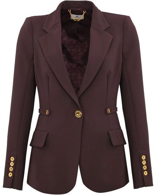 Elisabetta Franchi Brown Jackets Merlot
