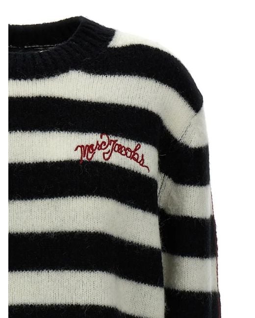 Marc Jacobs Black Alpaca-Wool Blend Striped Sweater