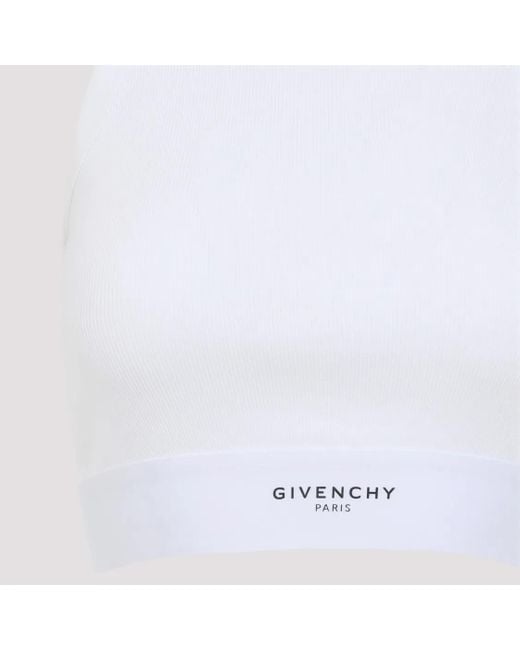 Givenchy White High-Neck Fitted Top With Contrasting Hem Band