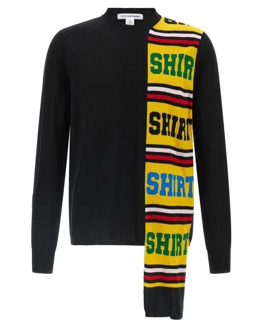 Comme des Garçons Intarsia Patterned Wool Blend Sweater in Black für Herren