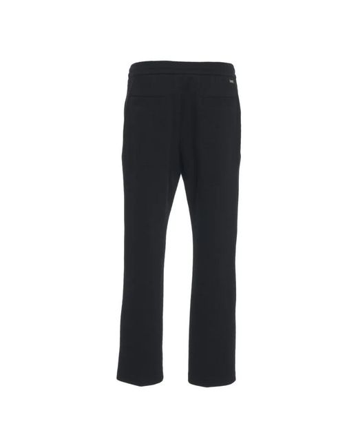 Paolo Pecora Relaxed Fit Chinos With Elegant Stitched Creases in Black für Herren