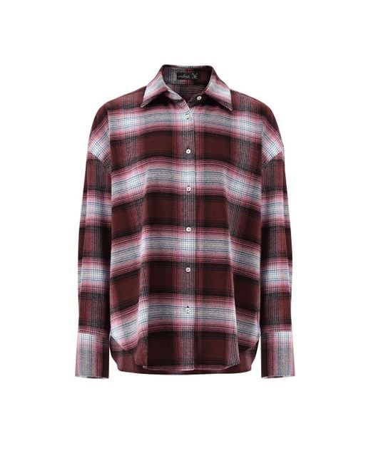 Van Laack Purple Bluse Modern Fit Karo