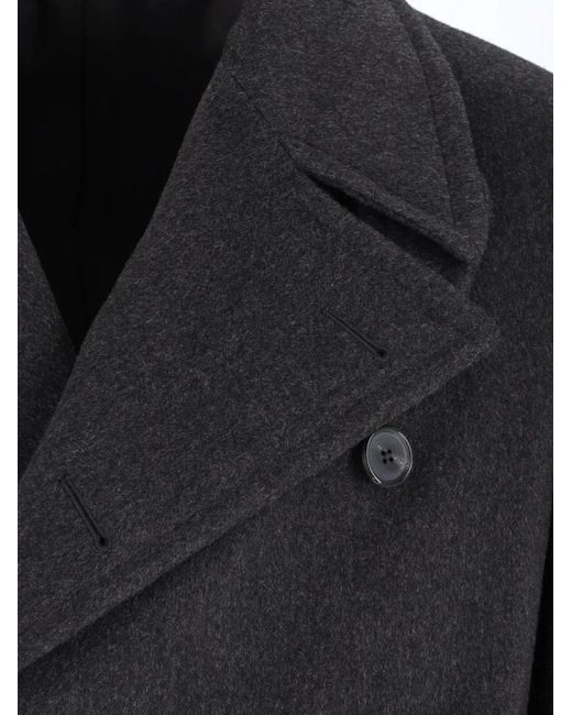 Emanuela Caruso Double-Breasted Coat With Notched Lapel in Black für Herren