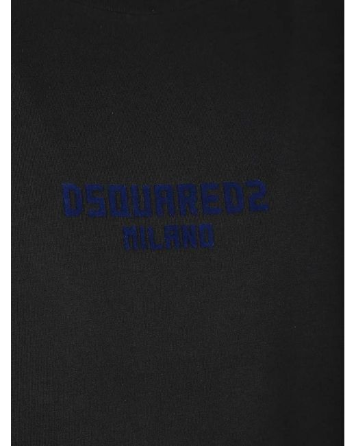 DSquared² Relaxed-Fit Cotton T-Shirt With Bold Logo Embroide in Black für Herren