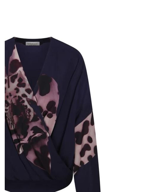 Dries Van Noten Blue Camiel Loose Top With Draped Front