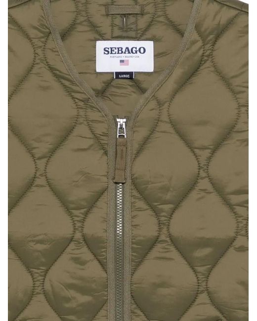 Sebago Quilted Puffer Vest With Rounded Neckline in Green für Herren