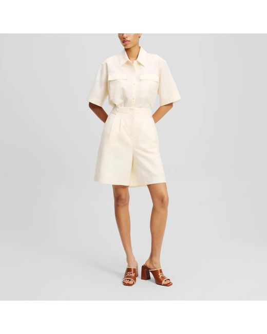Karl Lagerfeld White Shorts Aus Leinen-Mischung