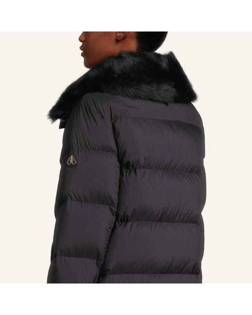 Moose Knuckles Black Steppmantel Belle Dune Mit Fellbesatz