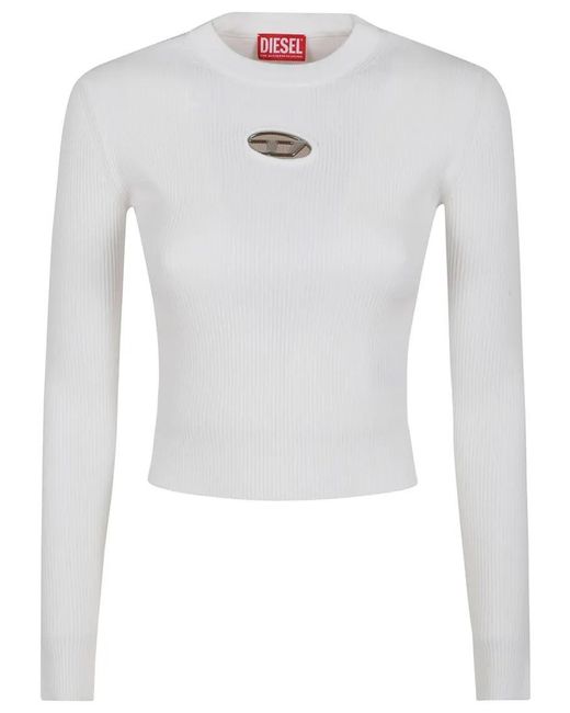 DIESEL White M-Valari Slim Fit Ribbed Knit Top