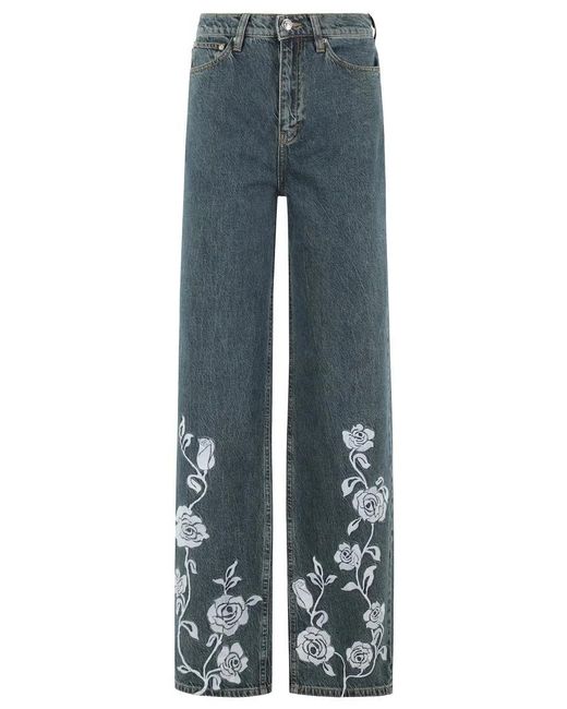 ROTATE BIRGER CHRISTENSEN Blue Straight Legged Jeans
