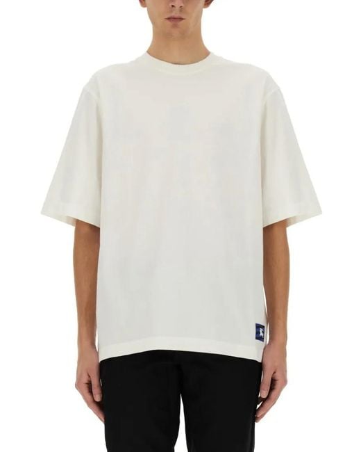 Burberry Regular Fit Cotton T-Shirt With Subtle Hem Patch in White für Herren