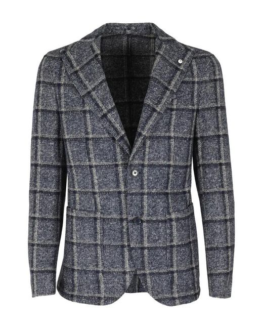 L.b.m. 1911 Tartan Patterned Single-Breasted Jacket With in Black für Herren