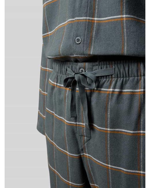 Schiesser Relaxed Fit Pyjama mit Kentkragen in Gray für Herren