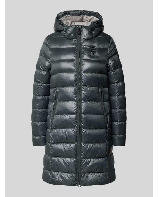 Blauer Usa Gewatteerde Lange Jas Met Sorona-Vulling, Model 'Adelaide' in het Gray
