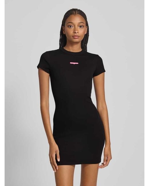 Tommy Hilfiger Black Schmales Minikleid aus Ripp