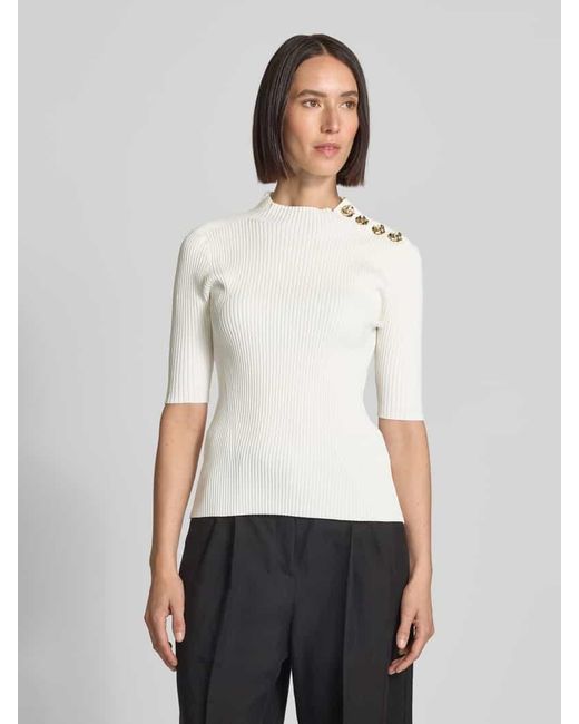 Ted Baker White Strickshirt Mit Zierknöpfen Und 1/2-Arm