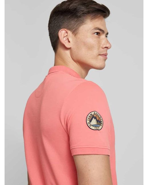 Camel Active Poloshirt mit Label-Stitching in Pink für Herren