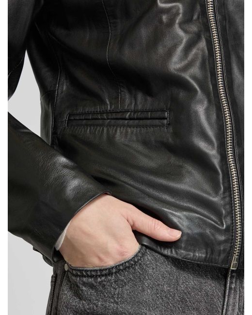 Cabrini Shaped Fit Leren Jas in het Black