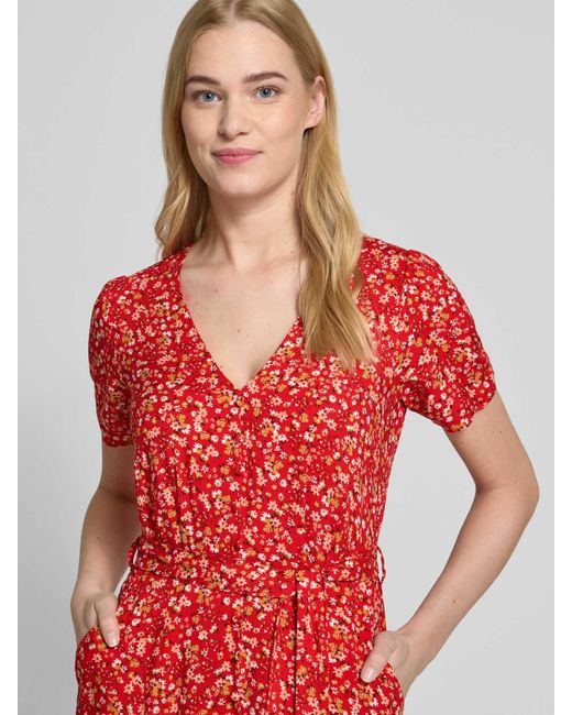 Apricot Midi-jurk Van Viscose Met Knoopsluiting En Strikceintuur in het Red