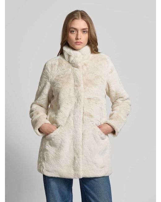 ONLY Natural Regular Fit Webpelzmantel Mit Stehkragen Modell 'Vida'