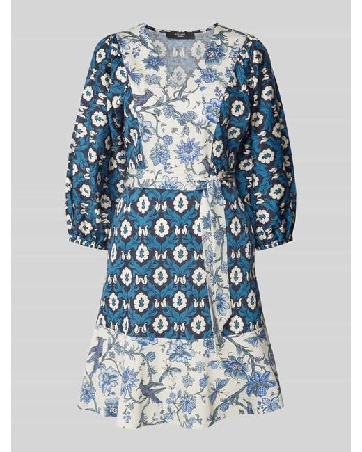 Weekend by Maxmara Blue Knielanges Kleid Mit Bindegürtel Modell 'Virgola'