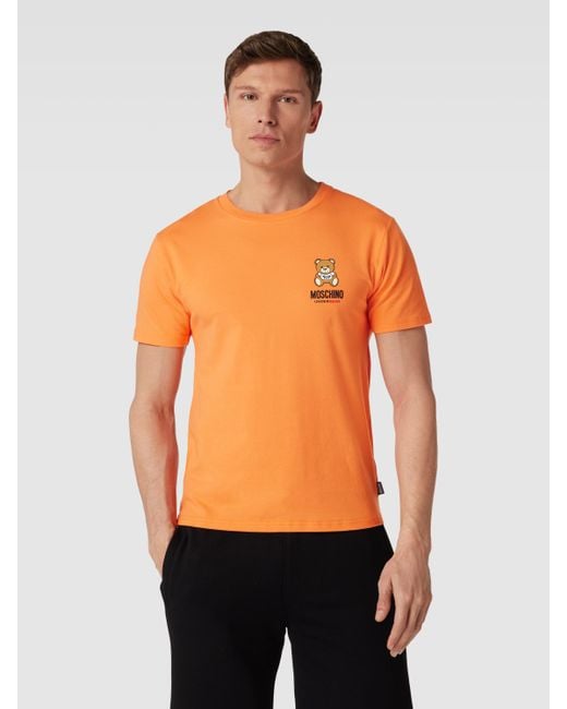 Publiciteit buis Aanpassen Moschino T-shirt Met Ronde Hals, Model 'underbear' in het Oranje voor heren  | Lyst NL