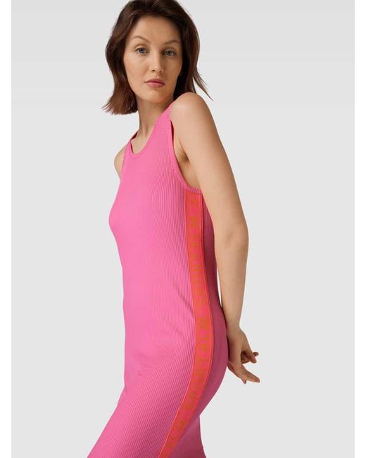 Sportalm Pink Knielanges Kleid in Ripp-Optik