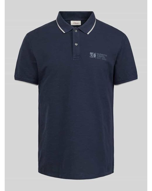 S.oliver Regular Fit Poloshirt mit Label-Print in Blue für Herren