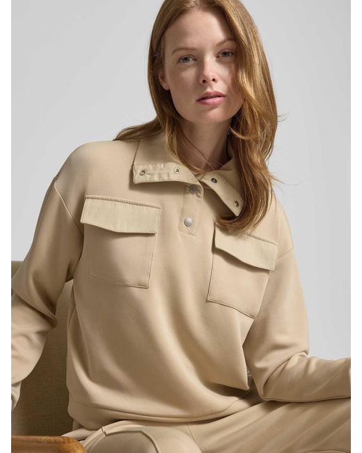 Scotch & Soda Sweatshirt Met Opstaande Kraag in het Natural