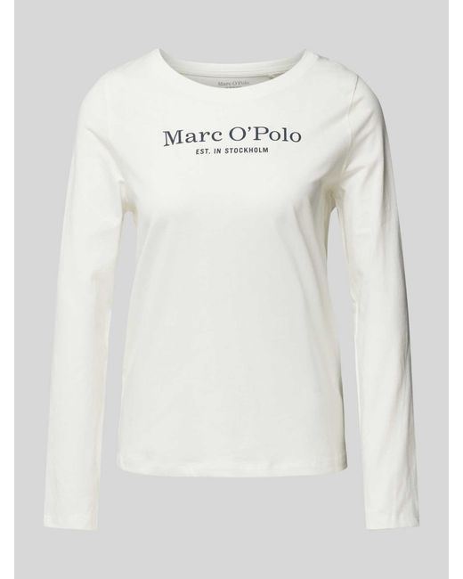 Marc O' Polo Shirt Met Lange Mouwen En Labelprint in het Gray