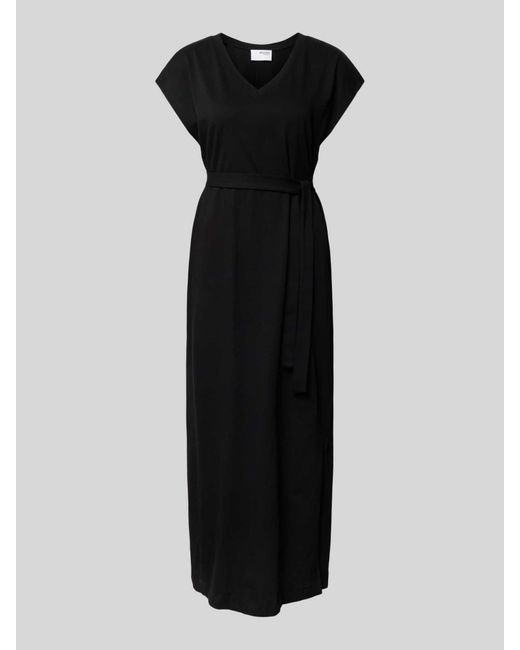 SELECTED Midi-jurk Met Strikceintuur in het Black