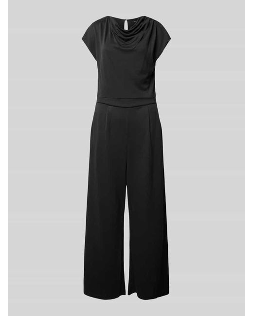 Zero Black Jumpsuit Mit Wasserfall-Ausschnitt