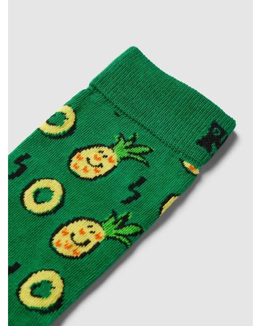 Happy Socks Green Socken im Allover-Look Modell 'Pineapple'