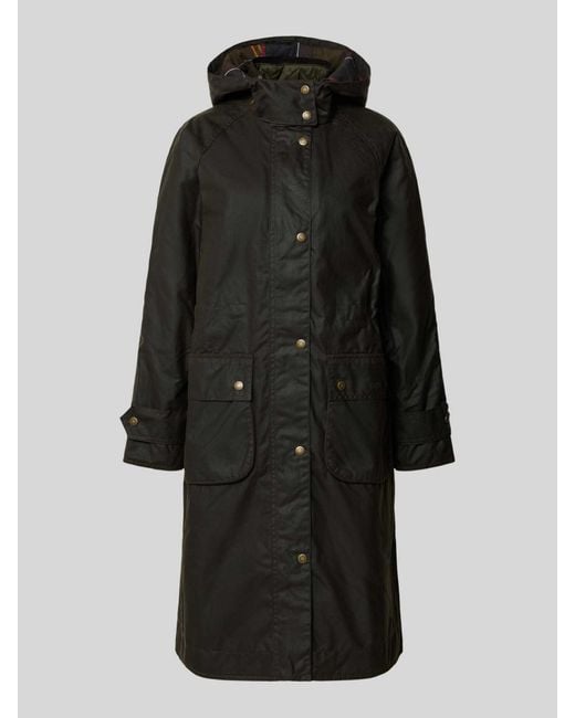 Barbour Regular Fit Gewaxte Lange Jas Van Puur Katoen, Model 'Long Cannich' in het Black