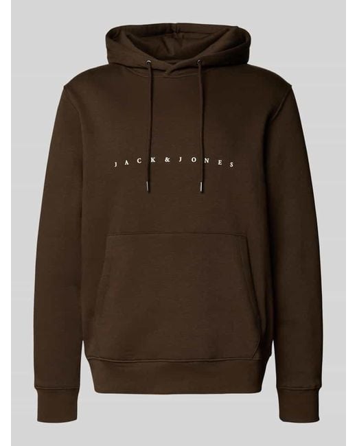 Jack & Jones Hoodie mit Label-Print in Brown für Herren