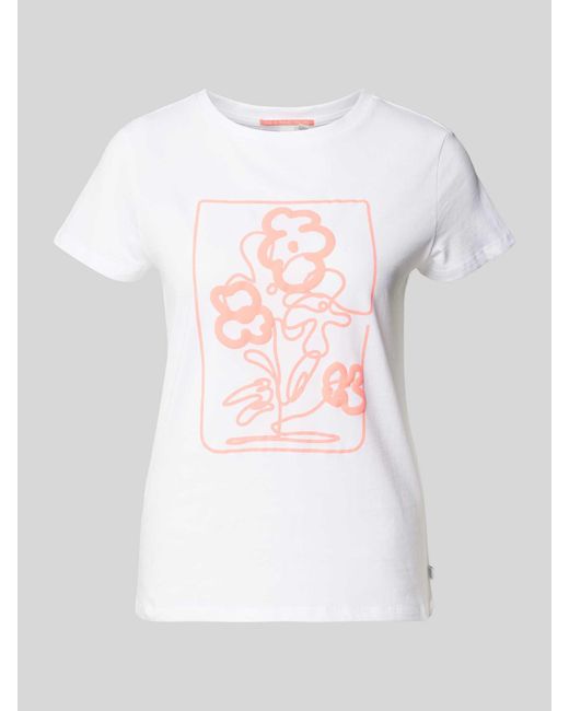 QS White T-Shirt mit Motiv-Print Modell 'Paint'