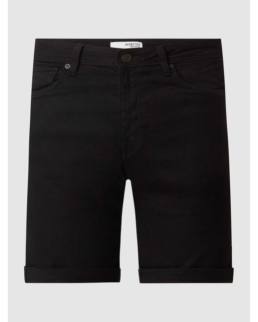 SELECTED Jeansshorts mit Stretch-Anteil Modell 'Alex' in Black für Herren