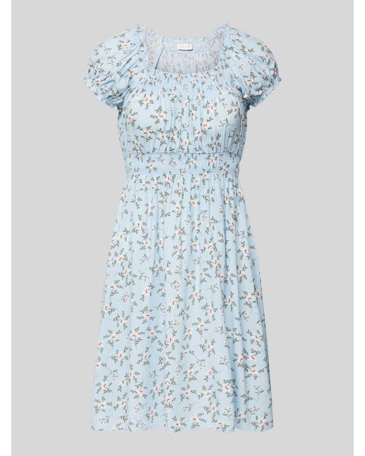 Apricot Mini-jurk Met All-over Bloemenprint in het Blue