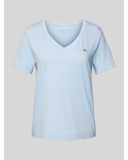 Gant T-shirt Met Labelstitching in het Blue